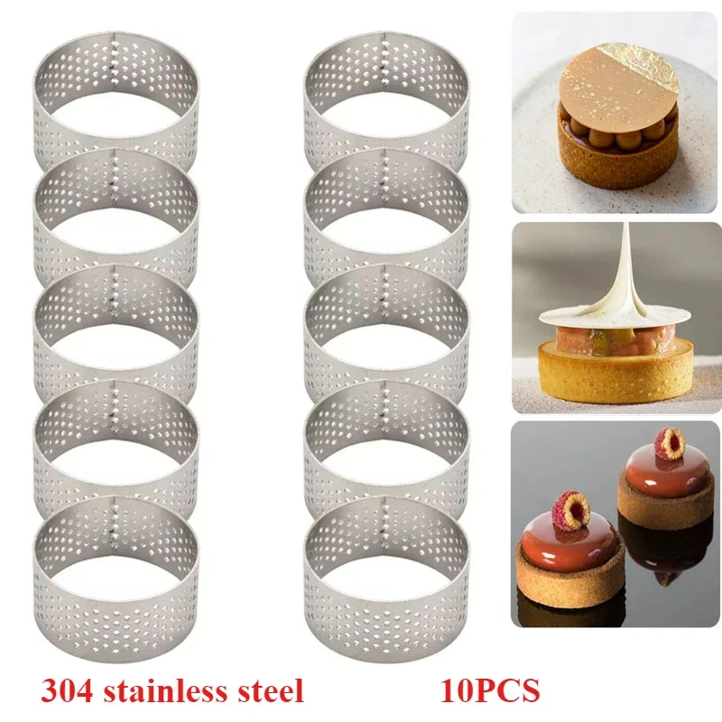 

Perforated Round Tart Culinary Ring Stainless Steel Fruit Pie Tartlet for Baking DIY Dessert Cake Mousse Molds Kitchen Tools