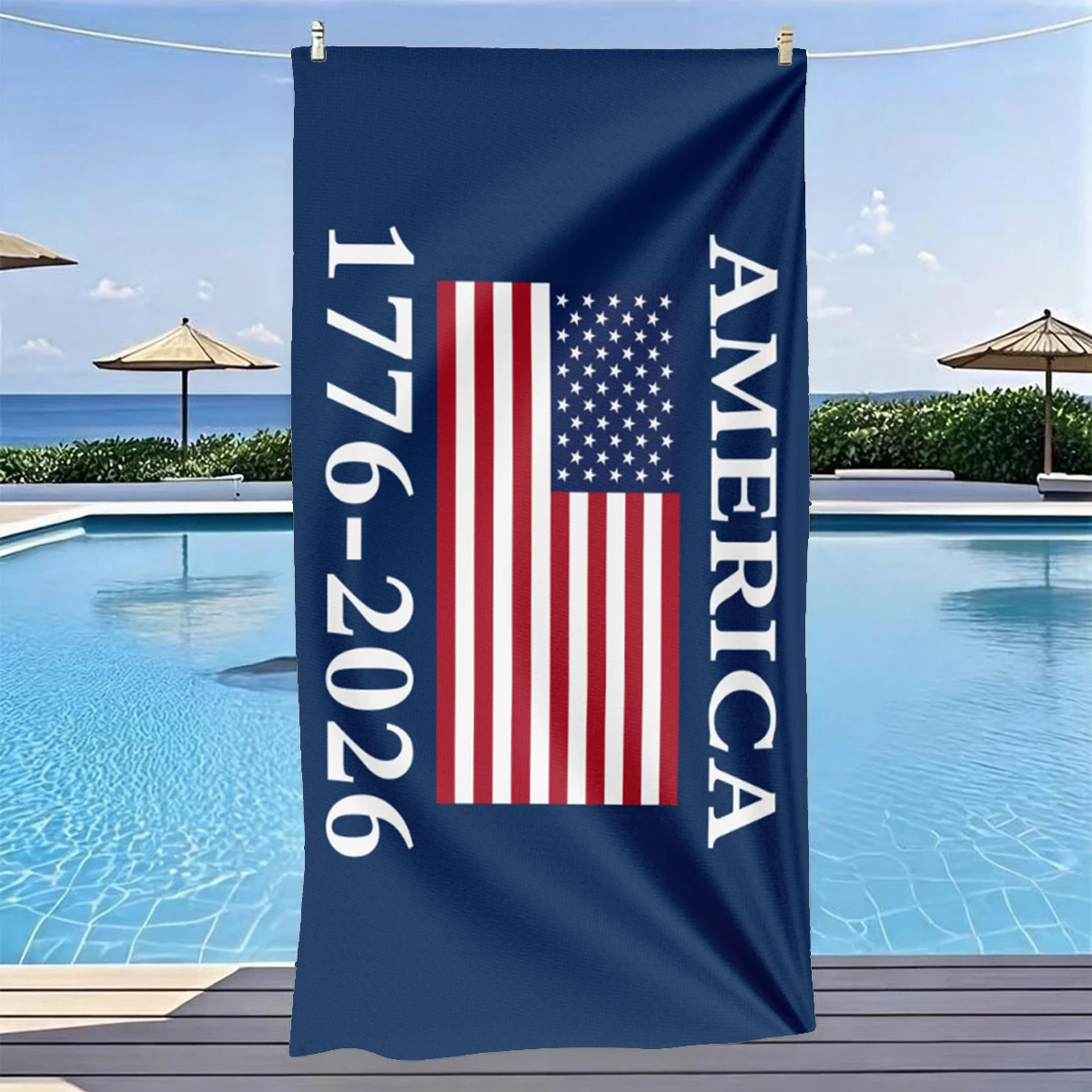 America 1776-2026 Flag Beach Towel Microfiber Quick Dry Sand Free Oversized 4th of July Patriotic Gym Sports Towel For Swimming