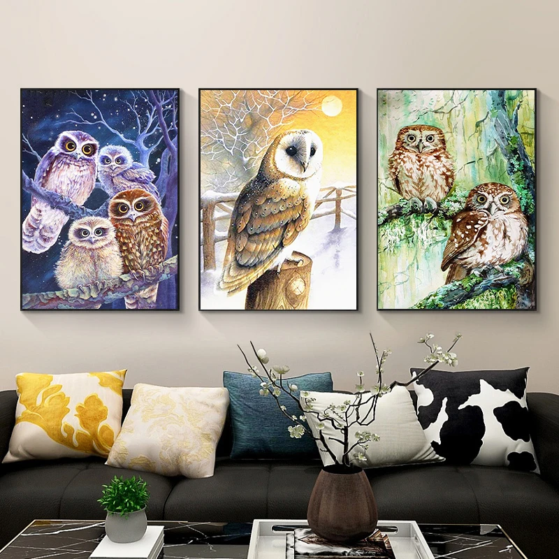 5D DIY Diamond Painting Animal Night Owl Diamond Mosaic Rhinestone Embroidery Painting Resin Full Round Gift Home Decor