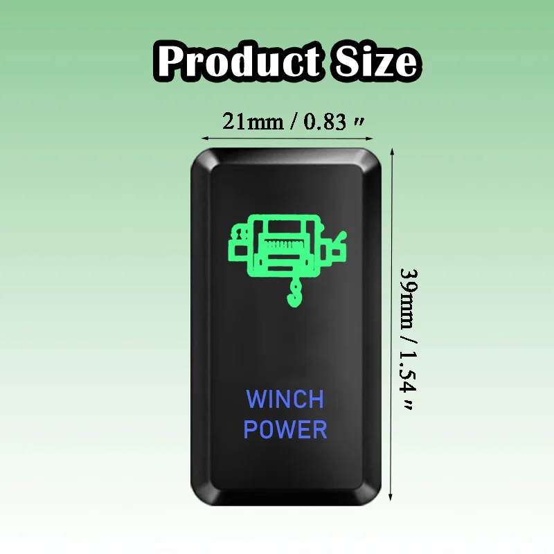 GREEN & BLUE Led WINCH POWER Push Button Switch with Jumper Wires for Toyota Landcruiser 100 Series 1998-2007, Auto Part
