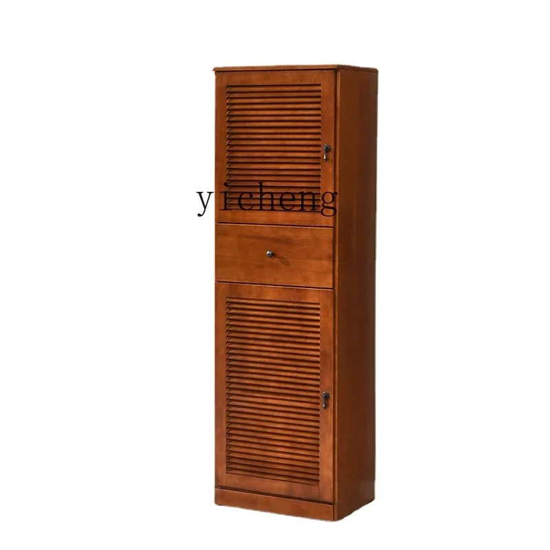 YY Nordic Mediterranean Solid Wood Shoe Cabinet Household Elevator Door Large Capacity Hallway Storage