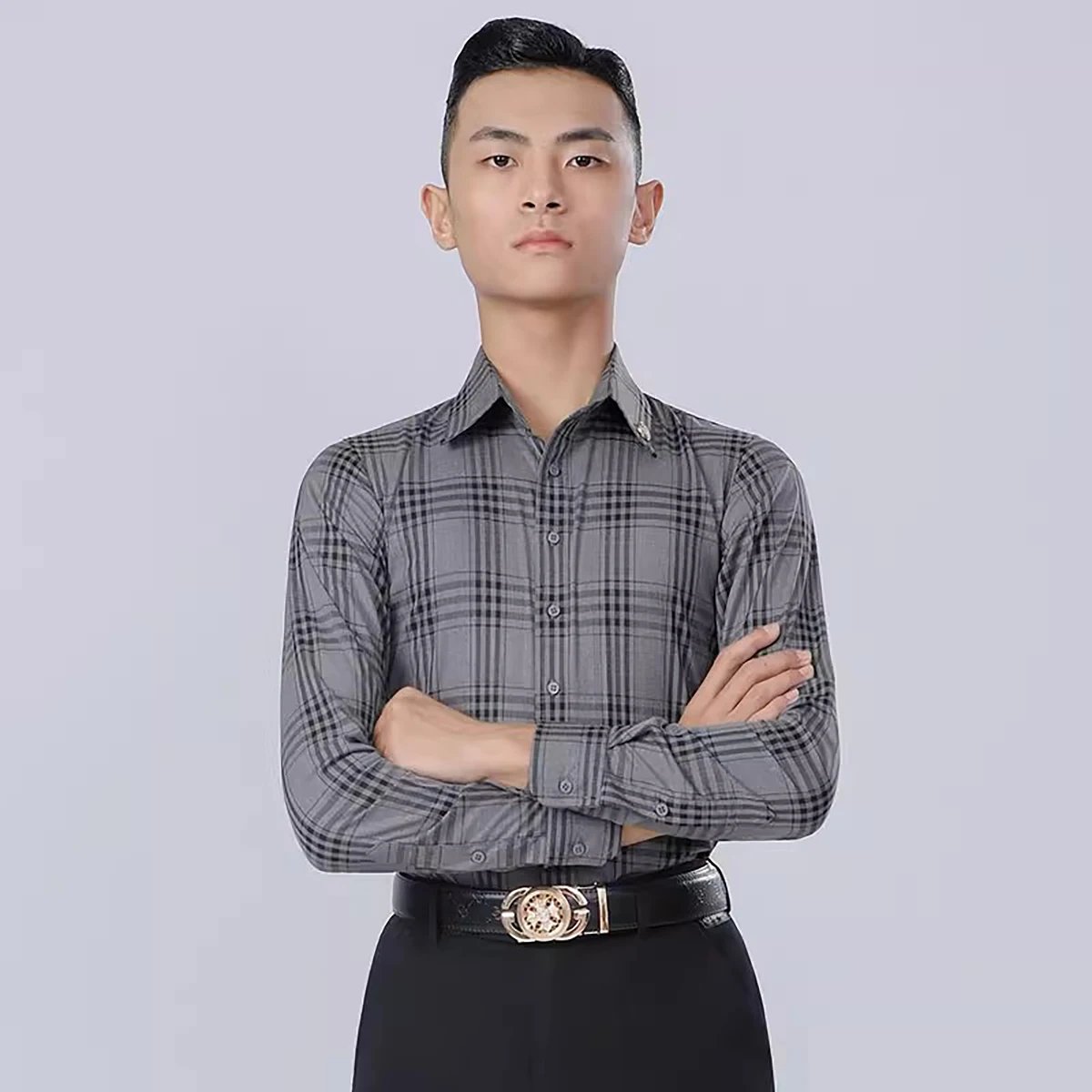 Męska koszula do tańca latynoamerykańskiego, bluzki do tańca towarzyskiego z długim rękawem, nowoczesny walc, odzież sceniczna