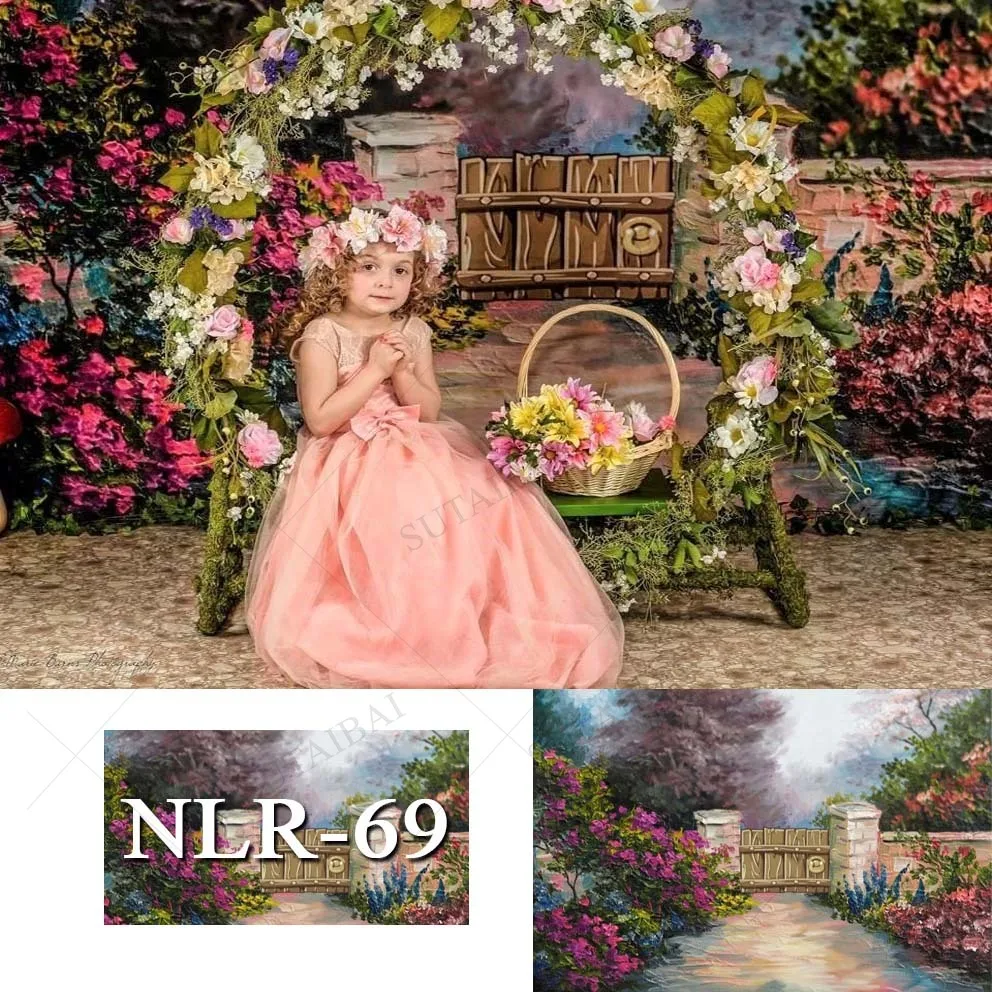 

Canvas Spring Garden Flowers Backdrop of Photography Dreamy Scene Showy Decor Room Prop Girl Happy Sweet Photocall Banner Poster