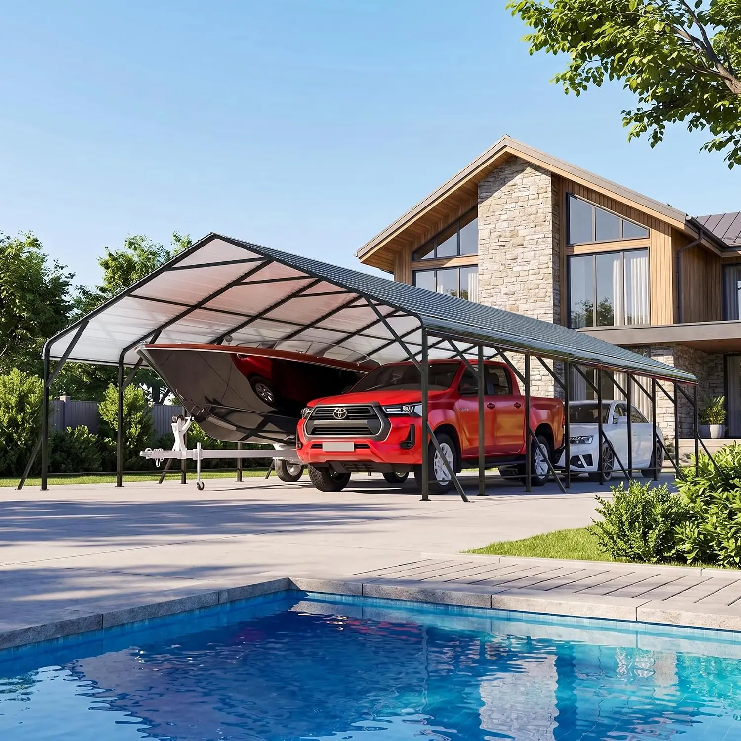 20x40 FT Heavy Duty Metal Carport Canopy for Vehicle Storage Outdoor, Customized