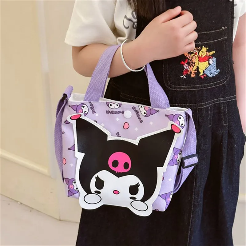 Sanrio Tote Bag Kawaii Cartoon Cinnamoroll Kuromi Shoulder Bags for Children Crossbody Messenger Pouch Cosmetic Travel Backpack