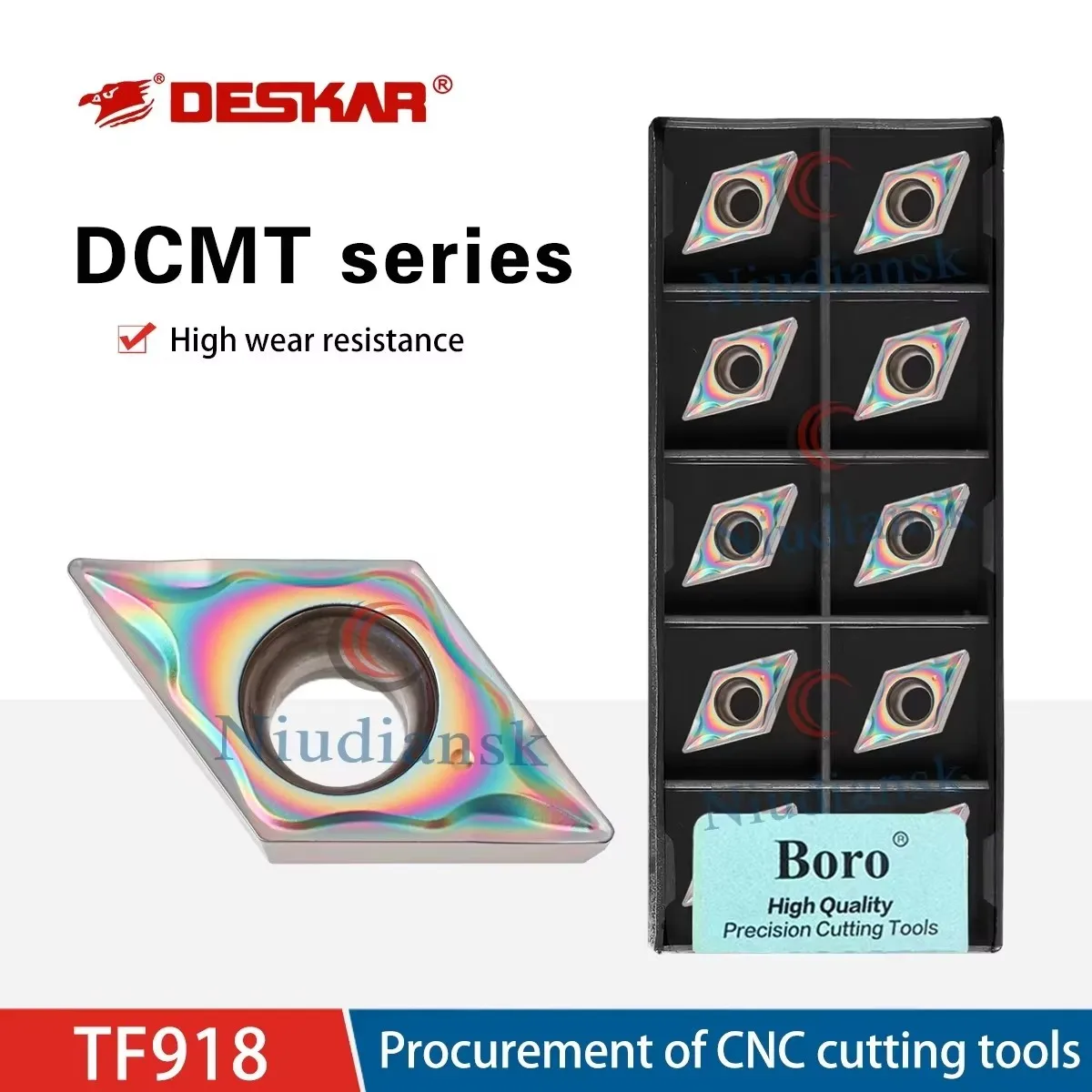 Many Specification Cutting Tool DCMT070204/08 11T304/08-LM TF918 DESKAR DCMT Series Numerical Control Rhomb Color Turning Blades