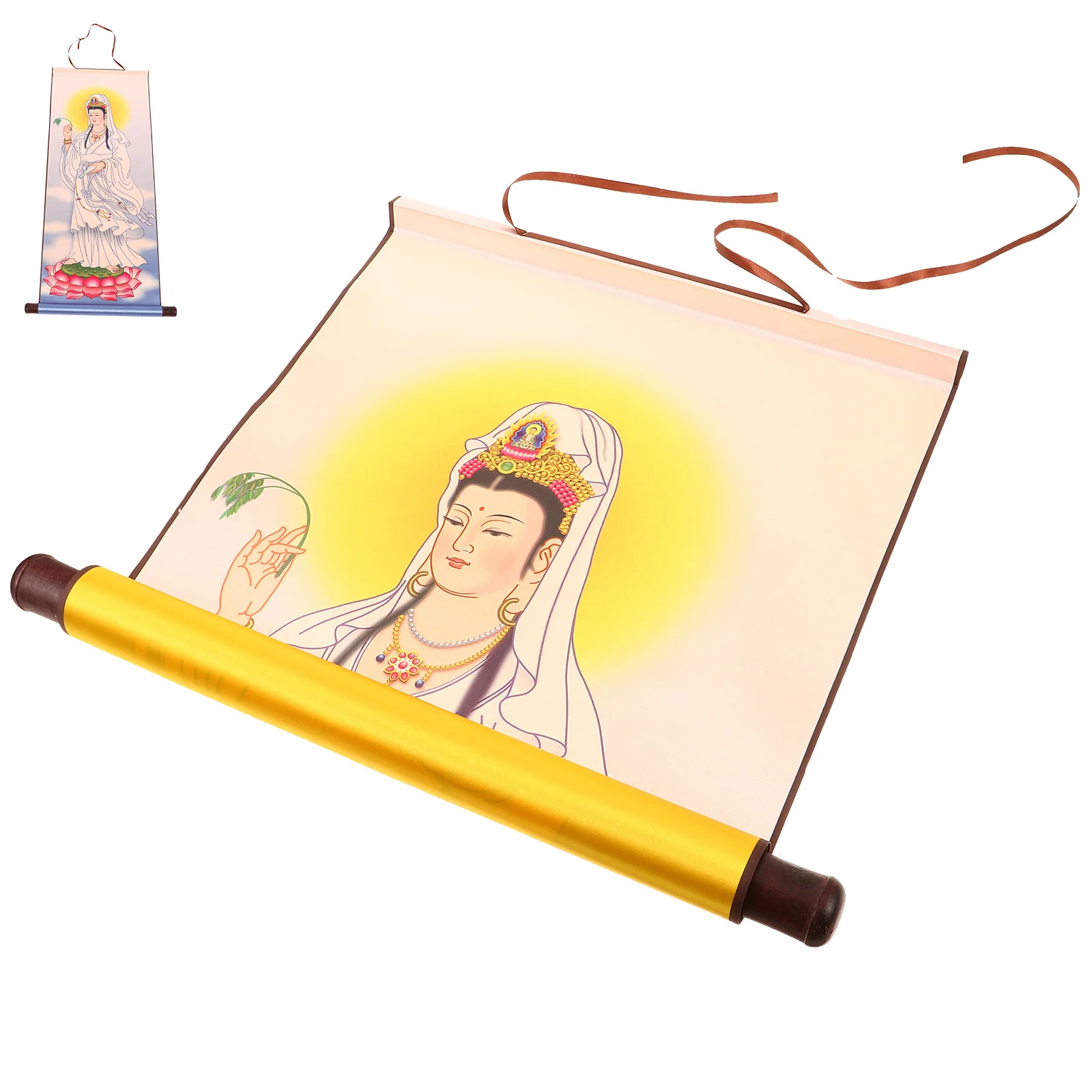 

Guanyin Buddha Hanging Wall Art Painting Worship Asian Wall Decor Religious Scroll Tapestry Bedroom