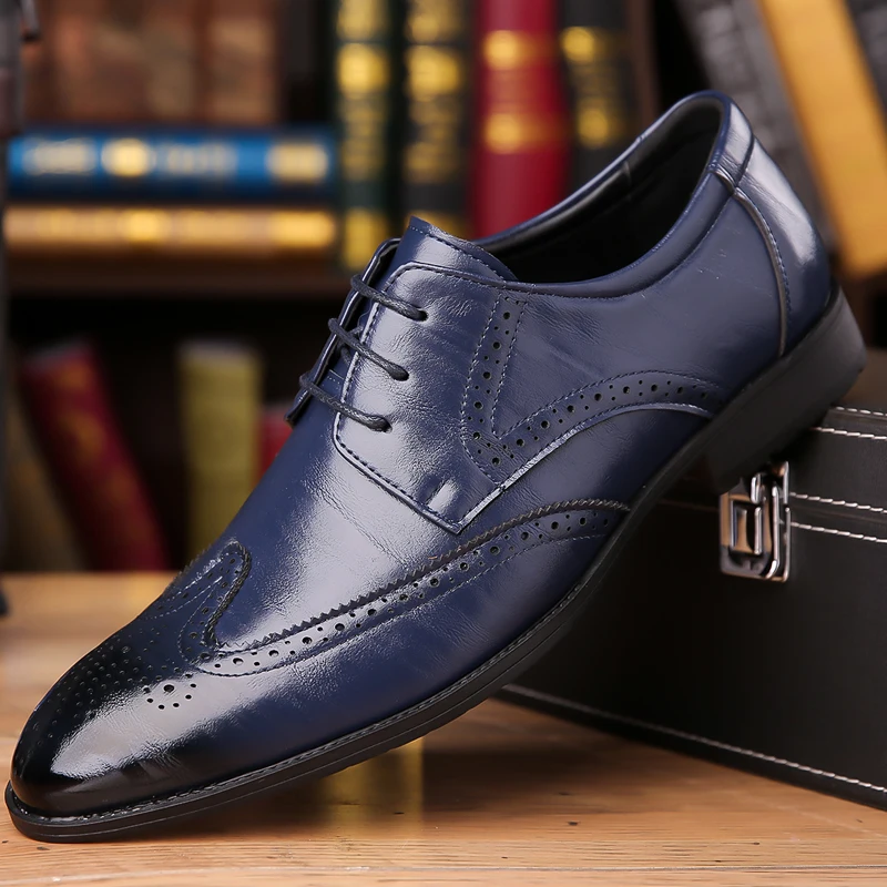 

Men's Business Formal Leather Shoes, Comfortable Soft Sole Derby Shoes, Anti-Slip Breathable Office Work Men's Shoes-2222