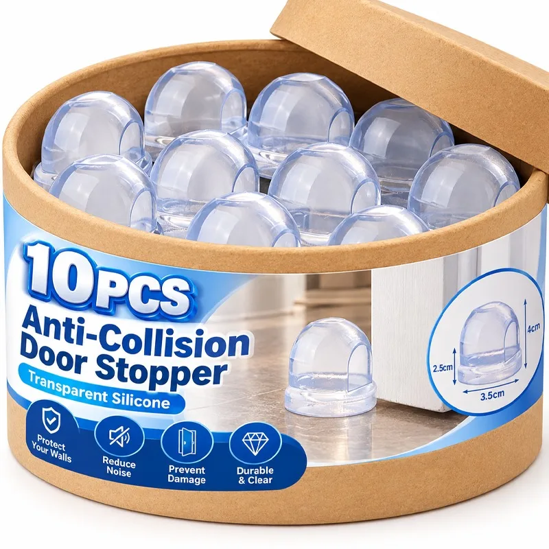 Transparent Door Stopper Self-Adhesive Floor Mounted Door Stops Furniture Handle Protection Windproof Fixation Accessories