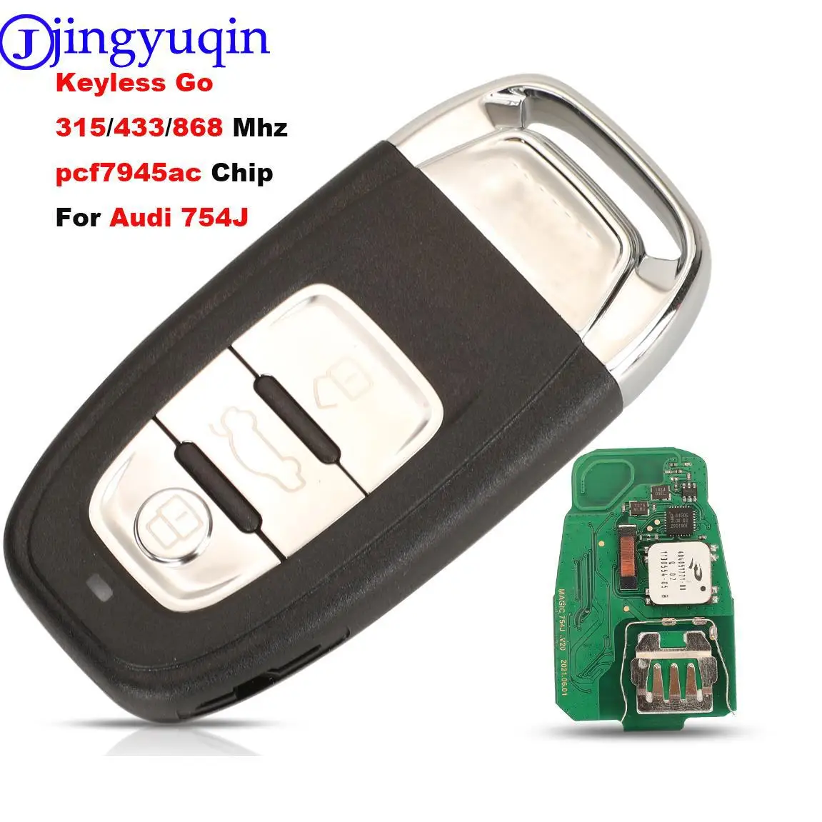 jingyuqin Remote Car Key 315/433/868 MHZ PCF7945AC AUDI-5 CHIP For Audi A4L Q5 Keyless Go Control Key 4G0959754J