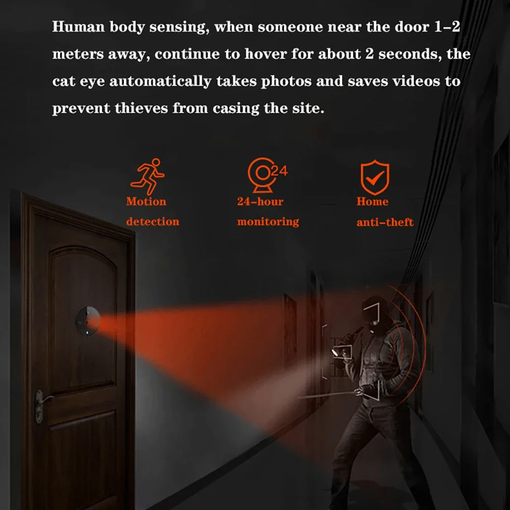 3MP WiFi Smart Tuya Guckloch 5000mAh Türklingel Tür Auge Kamera Infrarot Alexa Google Video Intercom Tür Kameras Home Security