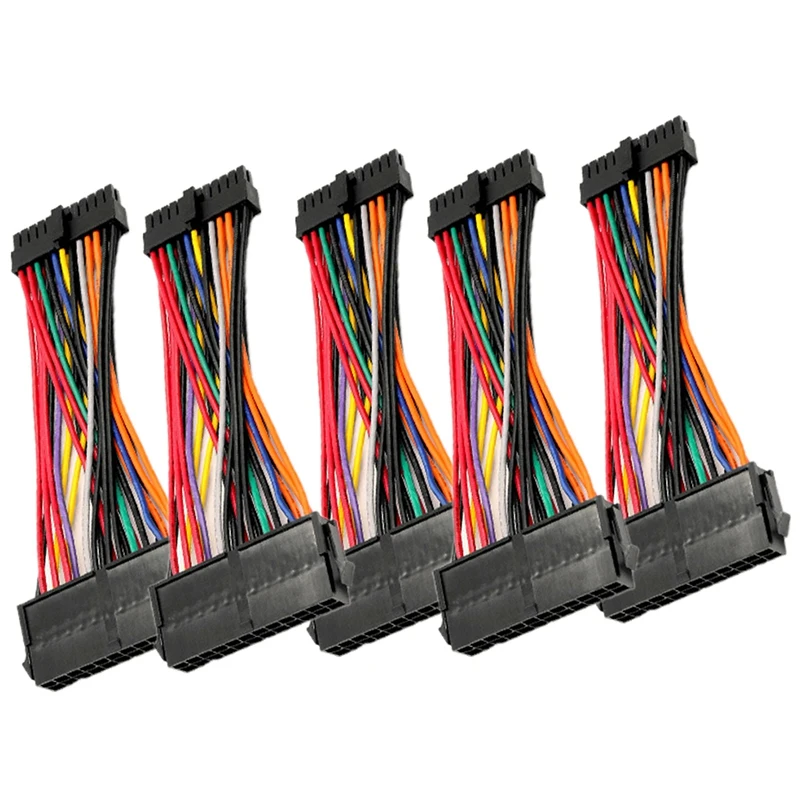 5Pcs PSU 24Pin Female to 24P Male Power Supply Cable Cord 18AWG Wire Adapter Cable for DELL 780 980 760 960