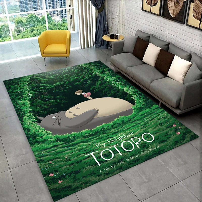 Klassischer T-Totoro Cartoon Niedlicher Teppich für Spielzimmer, Schlafzimmer, Wohnzimmer, Sofa, Heimdekoration, Kinderbereich-Teppich, rutschfeste Bodenmatte, Geschenk