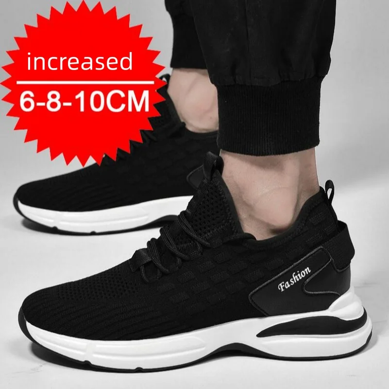 

2026 Breathable Mesh Elevator Shoes for Men 6cm 8cm 10cm Invisible Height Increase Summer White Sneakers Casual Canvas Shoes