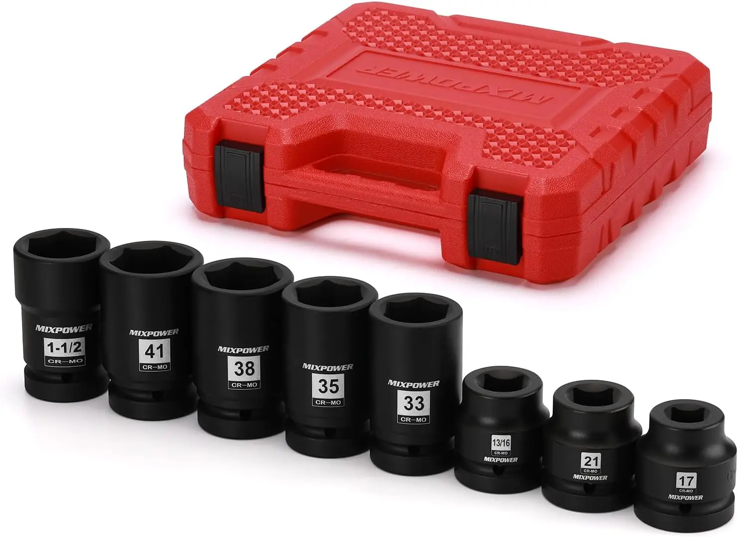 

8PCS 1' Drive Impact Socket Set - 17mm-41mm Deep Sockets for Truck Tire Service