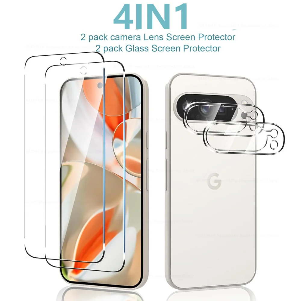 4in1 Tempered Glass For Google Pixel 9 Pro XL 5G Screen Protector Pixel9ProXL Pixel9 Pixel 9 Pro 3D Camera Lens Protective Film