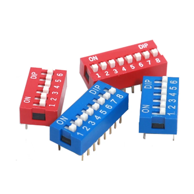 【10-5PCS】Slide Type Switch Module 1 2 3 4 5 6 7 8 10PIN 2.54mm Position Way DIP Pitch Toggle Switch Blue Snap Switch Dial
