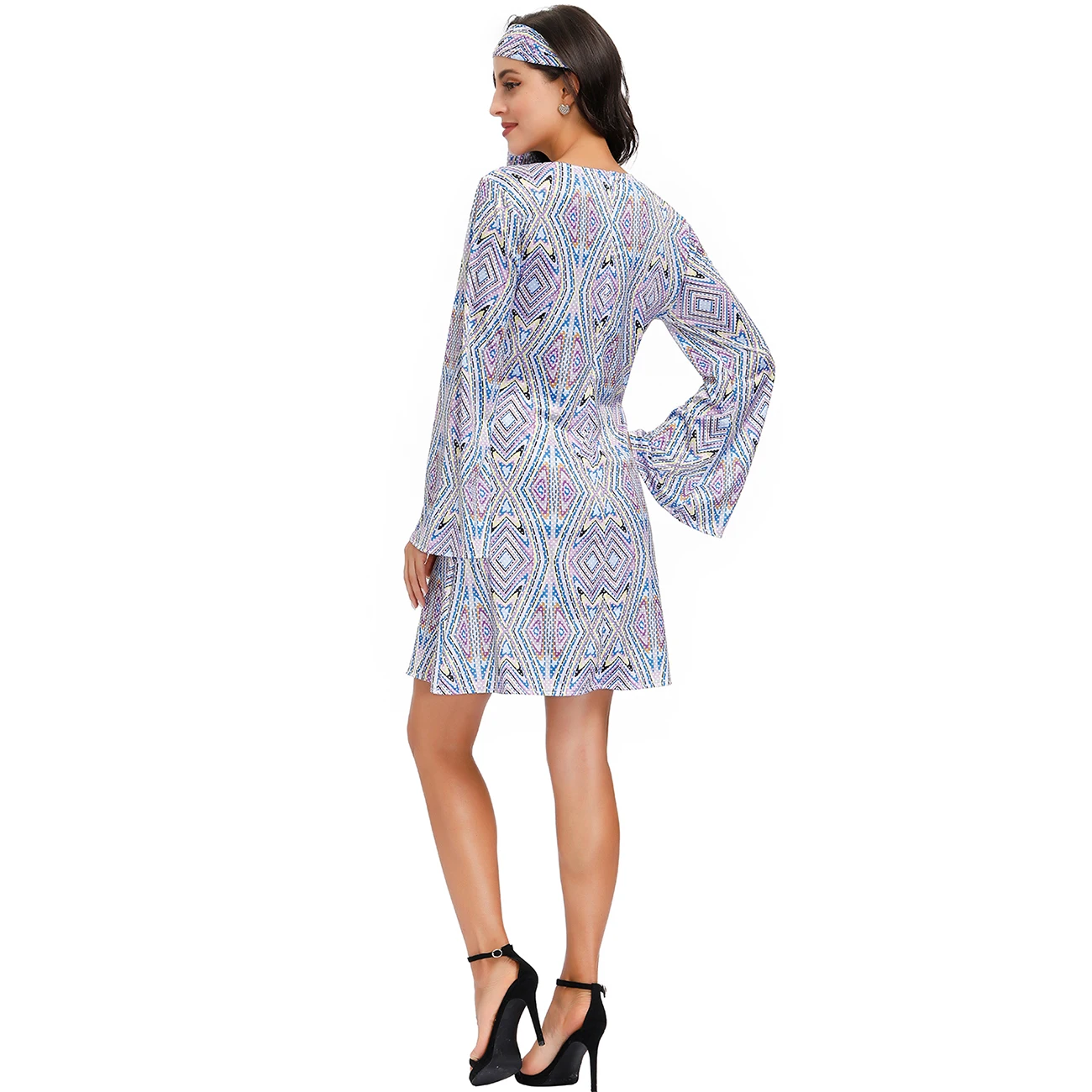 

70-е годы Ретро Диско Хиппи Принт Доктор Индийский Костюм Парная Одежда Женский Этнический Костюм Летняя Коллекция Тема Хэллоуина