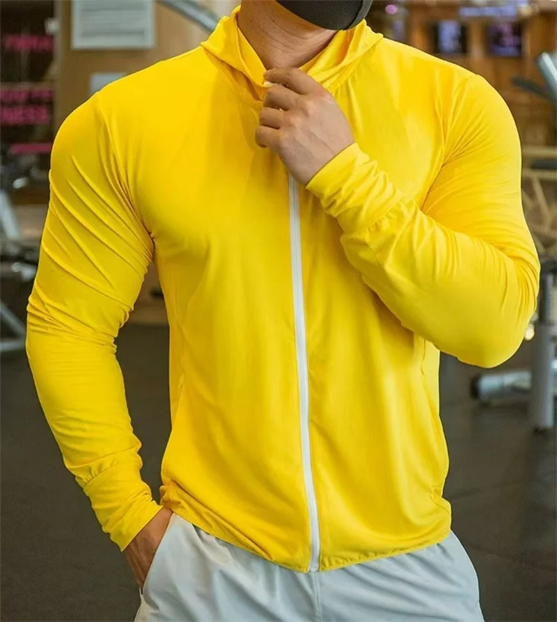 

spring autumn Men Quick Dry breathable casual Jackets zipper Sports Coat Long sleeve cardigan Hooded Tops Mesh daily men jacket