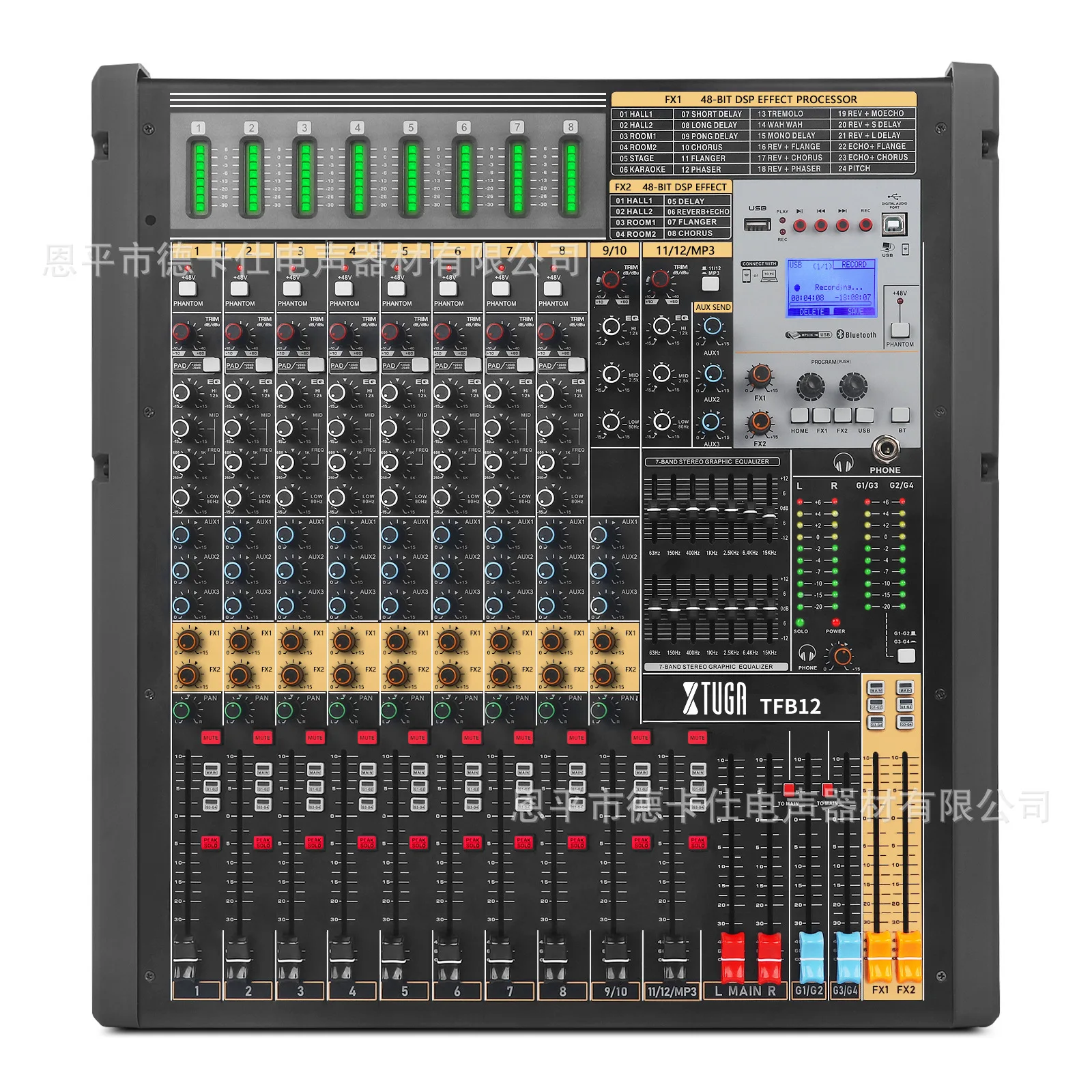Professional Mixer Stage Band Performance Meeting USB with Bluetooth Monitor DJ Console Mixer