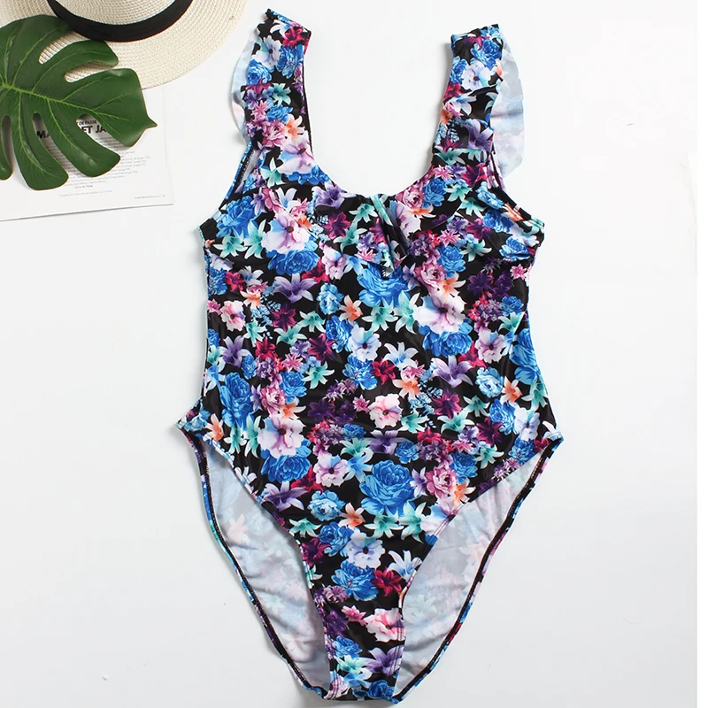 2023 New Sexy Ruffle One Piece Swimsuit Female Plus Size Swimwear Women Bandage Bathing Suits Summer Beach Wear Monokini Bathers