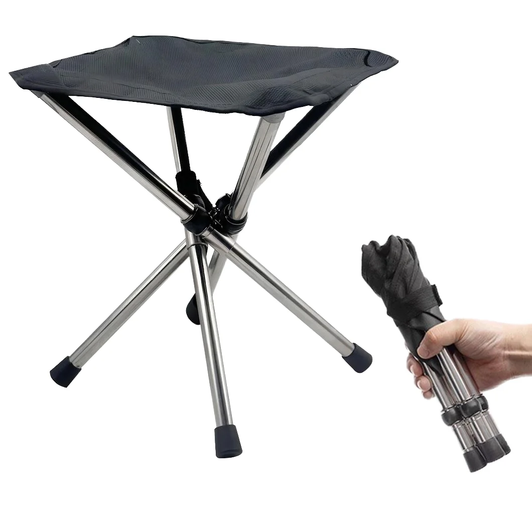 Super Compact Ultralight Aluminum Folding Camping Stool Travel Chair Oxford Fabric Solid Wood Design For Outdoor Hiking