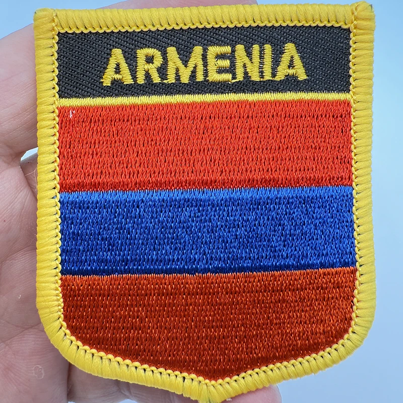 7*6CM Armenia Shield Shape Iron-on Flag Patch Embroidered Saw on Badges Patches for Clothing