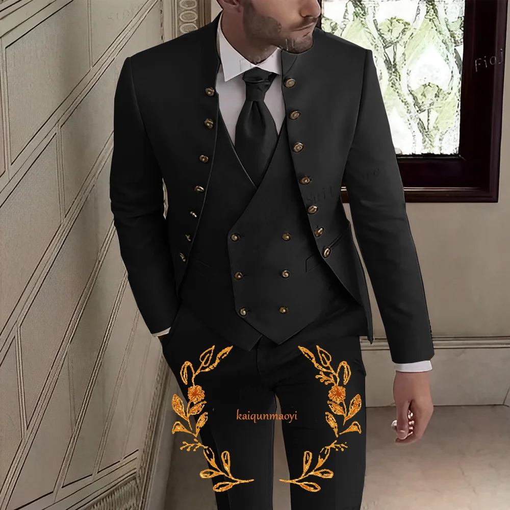 2024 New Men\'s Suit 3-piece Luxury Blazer Pants Vest Wedding Groom Tuxedo Customized Elegant Men\'s Suit