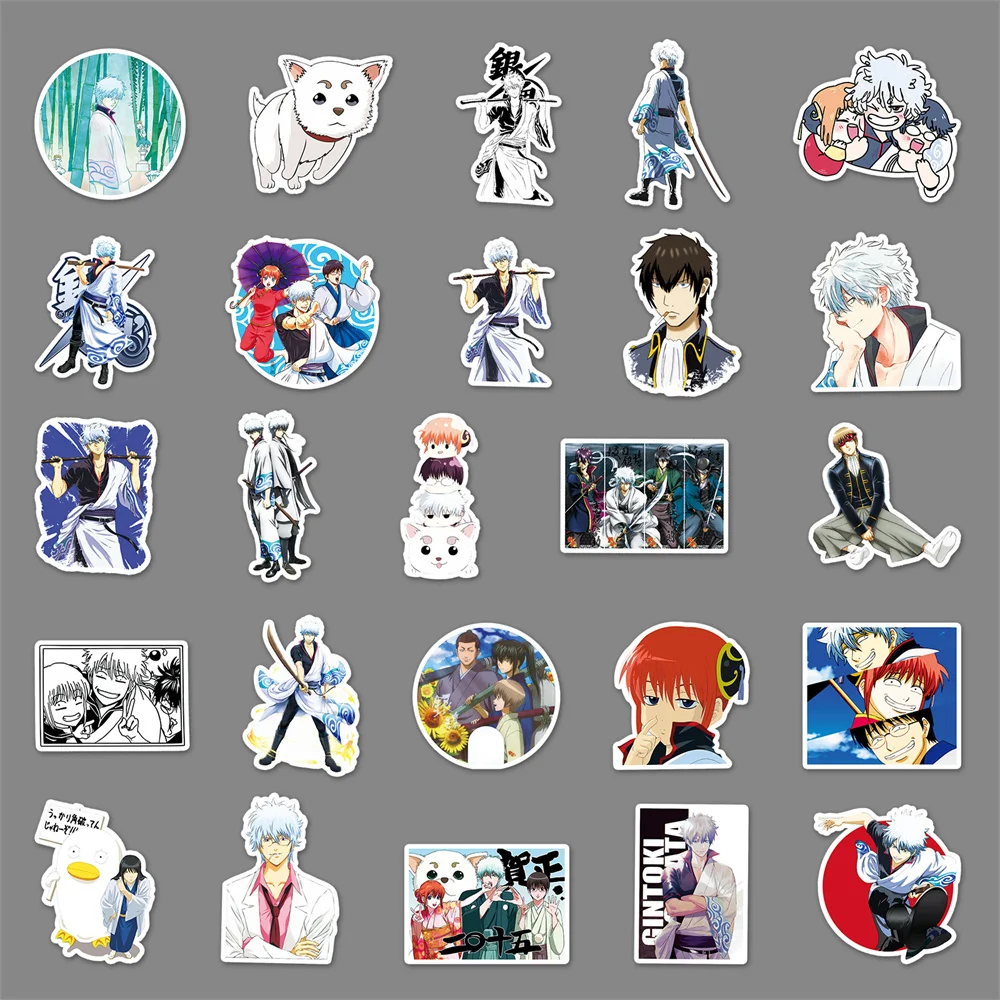 50PCS Gintama Cartoon Japanese Manga Graffiti Sticker Creative Sticker Desk Guitar Computer Waterproof  Sticker