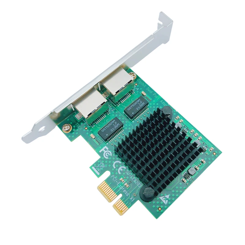 PCI Express Network Card PCI-E 1X Gigabit 2 Port RJ45 Server Network Lan Adapter Card 10/100/1000Mbps Ethernet Controller for PC