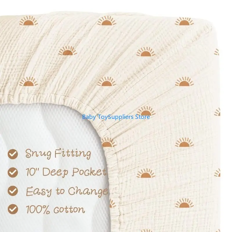 R1WF CTON CRIP ملاءة ورقة كبيرة الحجم ناعم وتنفس الأطفال الأطفال