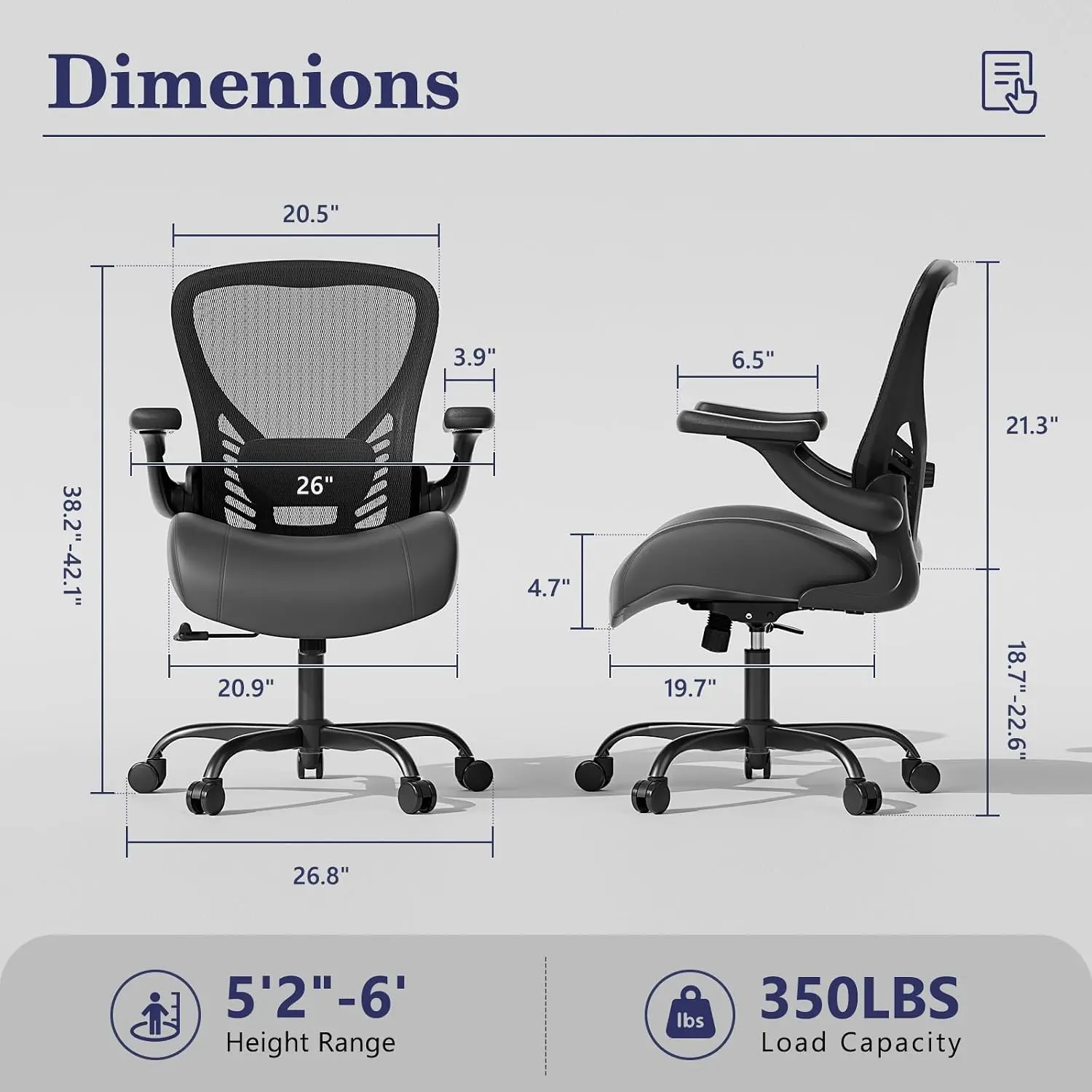 Ergonomic Office Chair Memory Foam Cushion Computer Desk Adjustable Lumbar Support Home Workspace Black, Customized