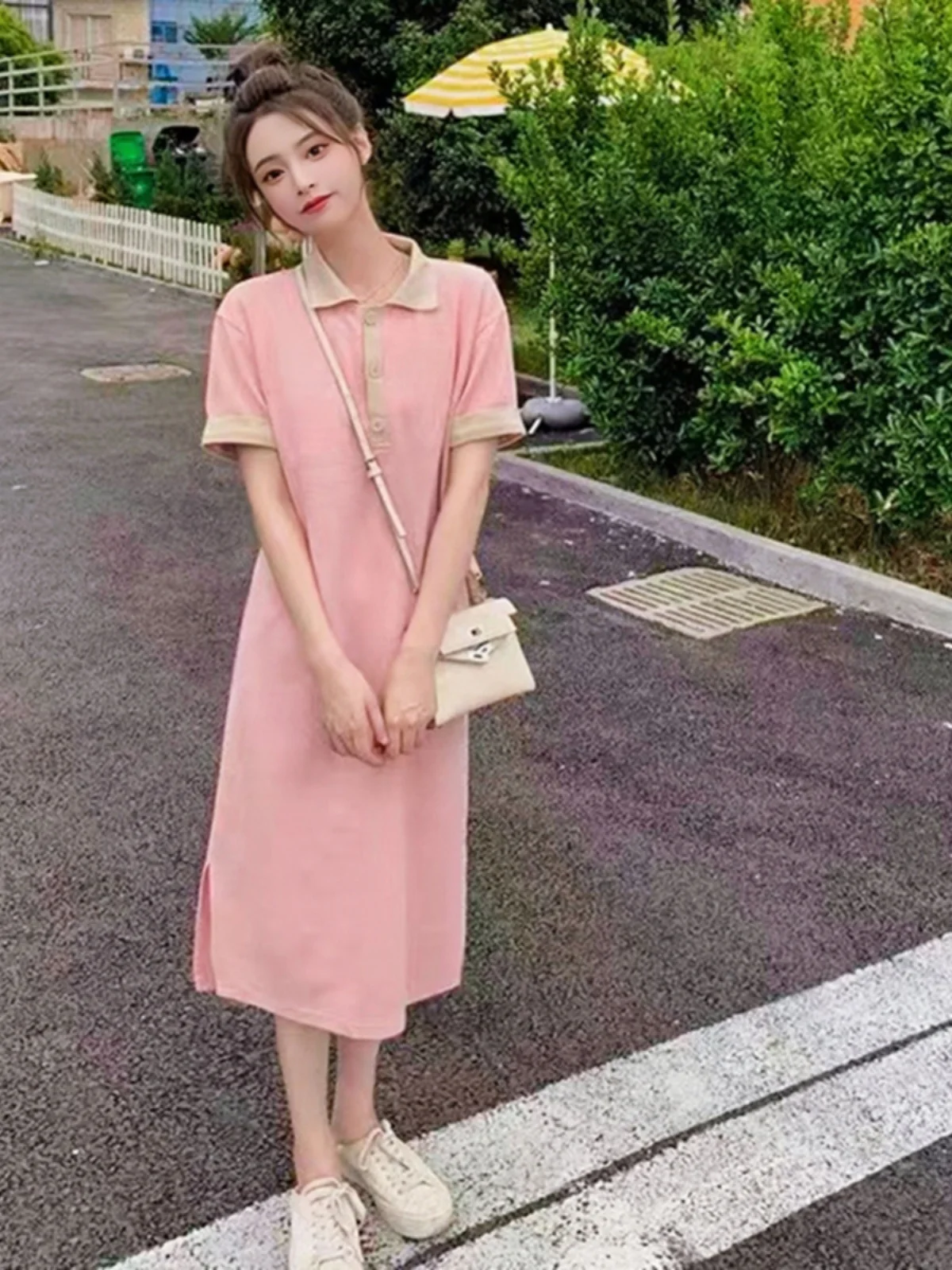 T-shirt en coton irt pour femmes, grande taille, dr été couvrant le ventre, jupe longue amincissante au genou, décontractée, Sle ort Sl...