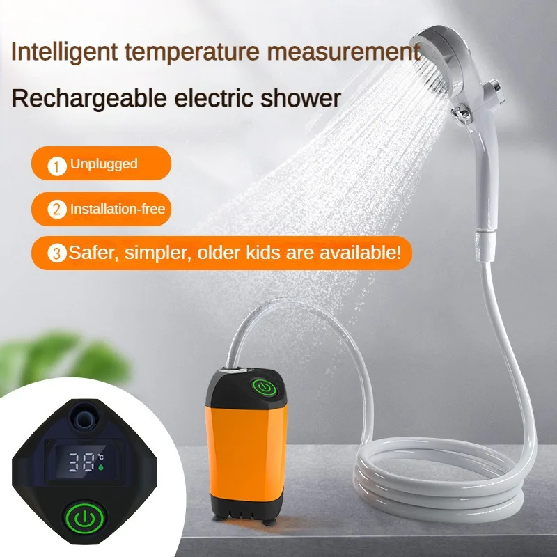 

Outdoor Camping Shower IPX7 Waterproof with Digital Display Portable Electric Shower Pump for Hiking Travel Beach Pet Watering