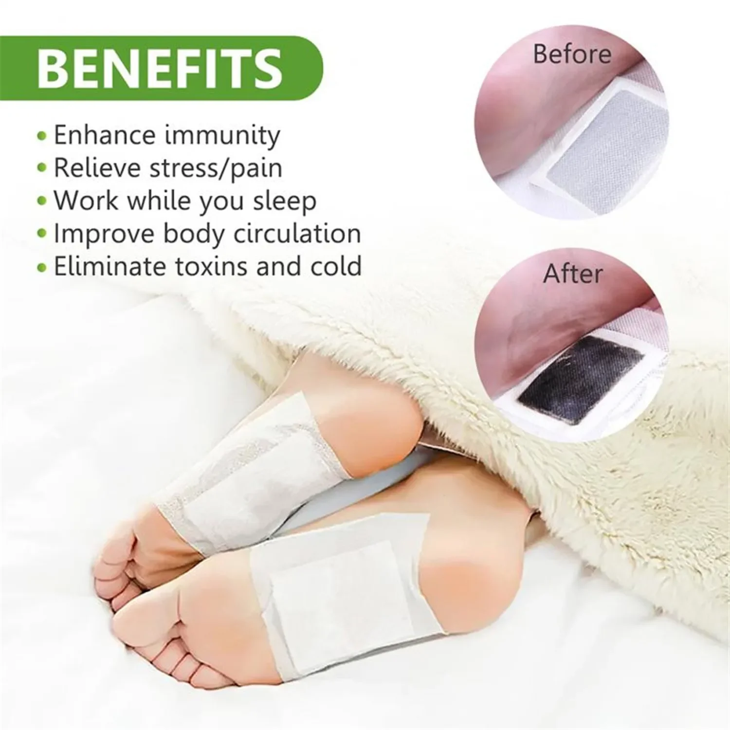 100PCS/Lot Kinoki Detox Foot Patch Bamboo Patches With Adhersive Cleansing Foot pads Foot Care Tool Improve Sleep fatigue relief