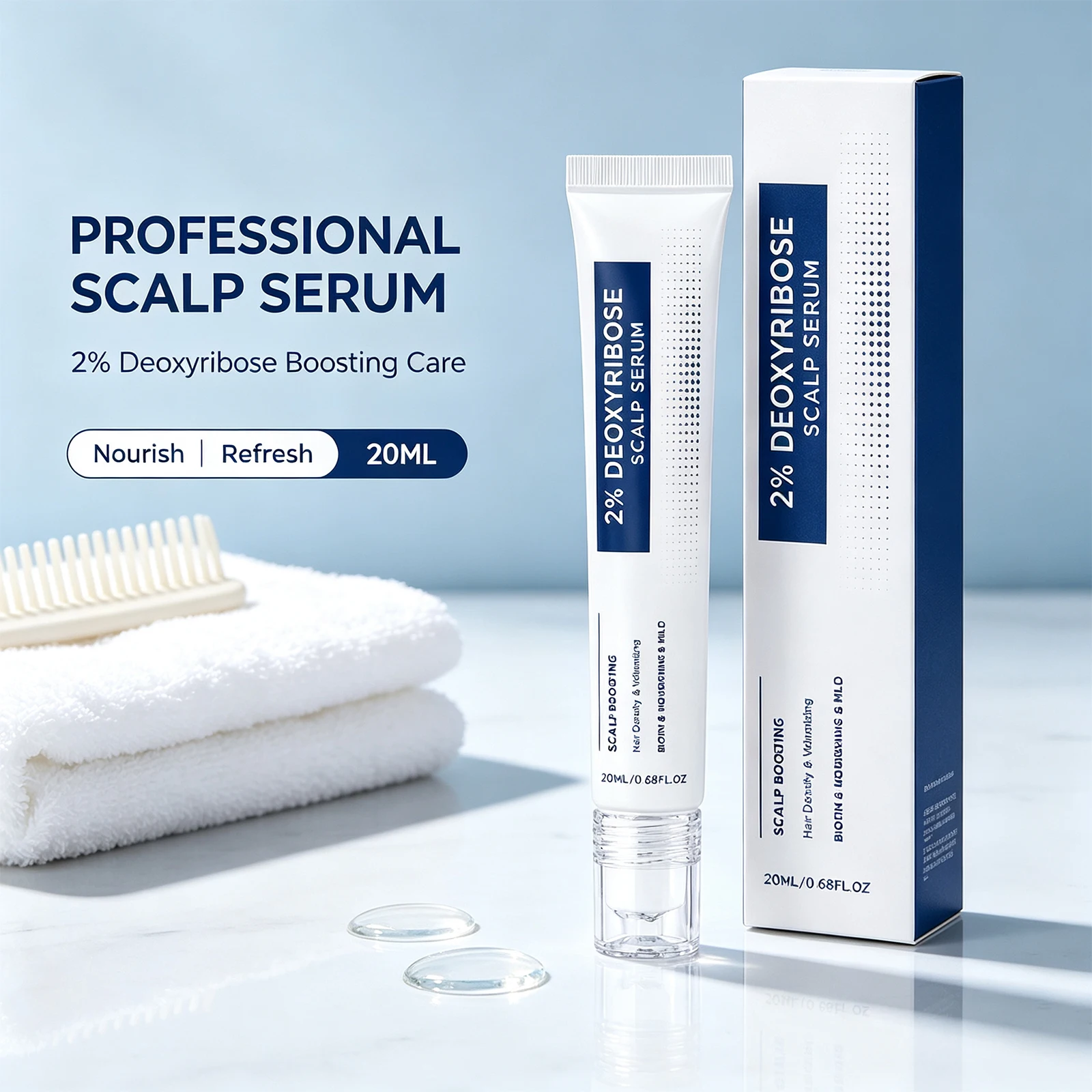 Deoxyribose Scalp Serum Refresh Lightweight Texture Nourish Scalp Roots Non Greasy Daily Hair Care Essence for Women Men 20ml