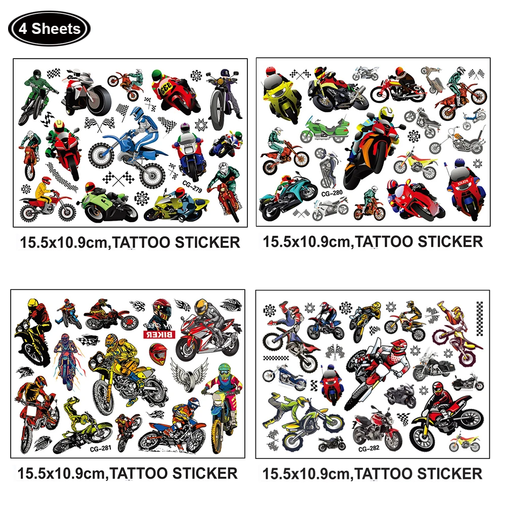 Dirt Bike Temporary Tattoos Motorcycle Sticker Birthday Decor Motorcycle Party Favor Supplies Motocross Mountain Bike Tattoos