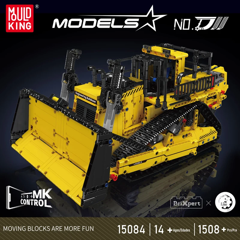 Molde rei 15084 carro técnico brinquedos o app controle rc d11 bulldozer bloco de construção montagem caminhão tijolo conjunto crianças presente natal