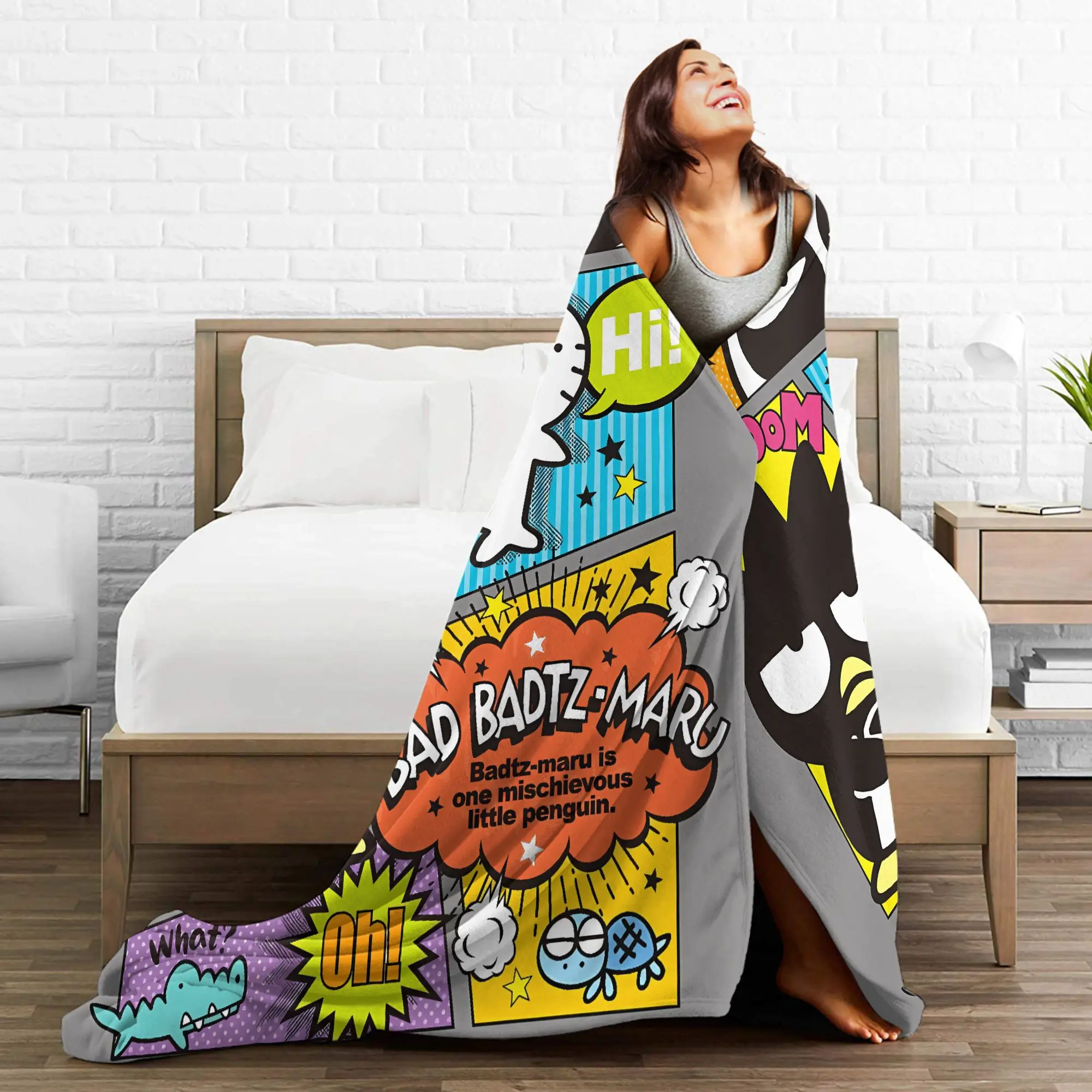 سوبر بطانية دافئة الاطفال الزخرفية Badtzs Marus رمي بطانية لطيف البطريق الفانيلا المفرش ديكور المنزل الجدة غطاء سرير أريكة #4