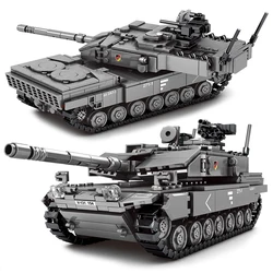 Military WW2 MBT Army Main Battle Tank Challenger Leopard 2A7+ Soldiers Figures Building Blocks Set For Kids Children Toys Gifts