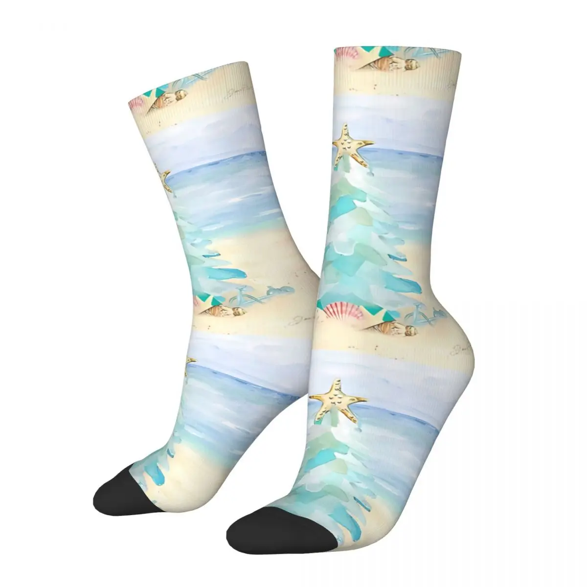 Coastal Seaglass Christmas Day Socks Male Mens Women Winter Stockings Printed