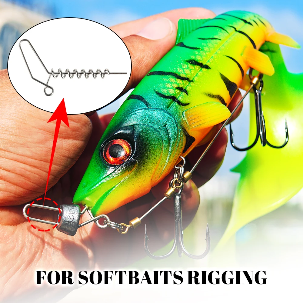 Spinpoler The Shallow Screw Pike System Stainless Steel Curltail Softbait Spiral Spring Twist Lock Centering Pin Fixed Latch