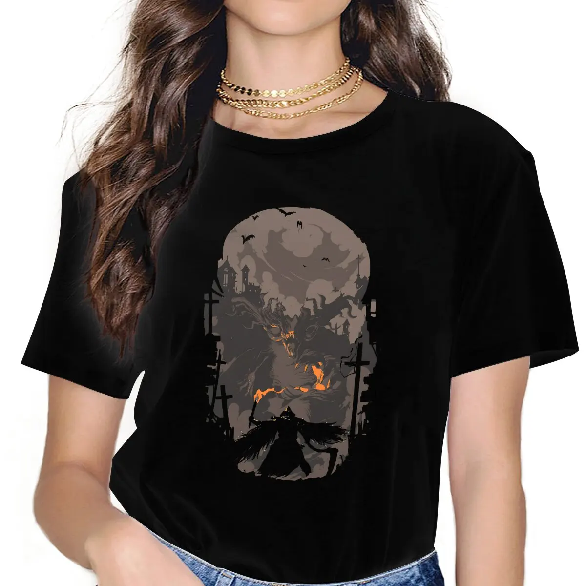 Game Dark Souls Blood Encounter T Shirt Punk Women's Tees Summer Harajuku O-Neck Polyester TShirt