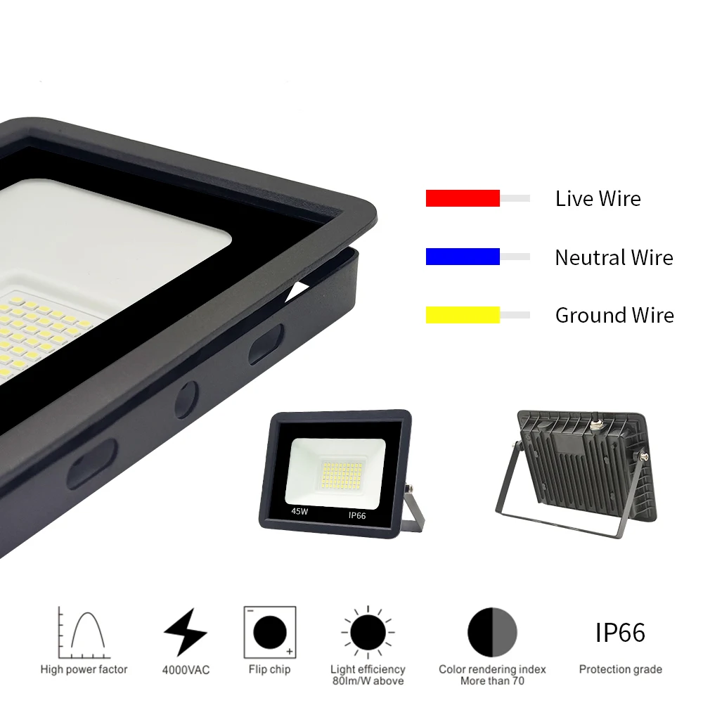 

LED floodlight, high brightness and stable AC220V, courtyard factory outdoor IP66 wall light, waterproof stage light, floodlight