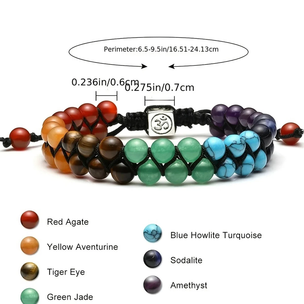 Pulsera de cristal para tratamiento de chakras, pulsera de cuentas ajustables de piedra para Yoga, meditación, relajación, ansiedad, pulsera para mujer
