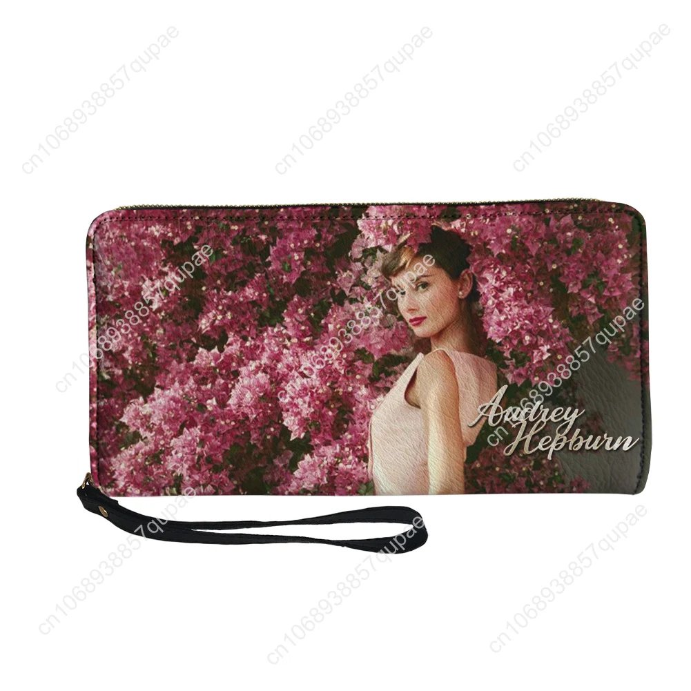 Audrey Hepburn Movie Star Custom Wallet Purse Mens Womens Teenagers Zipper Long Wallets Double Print  Portable Wallet Gift Bag