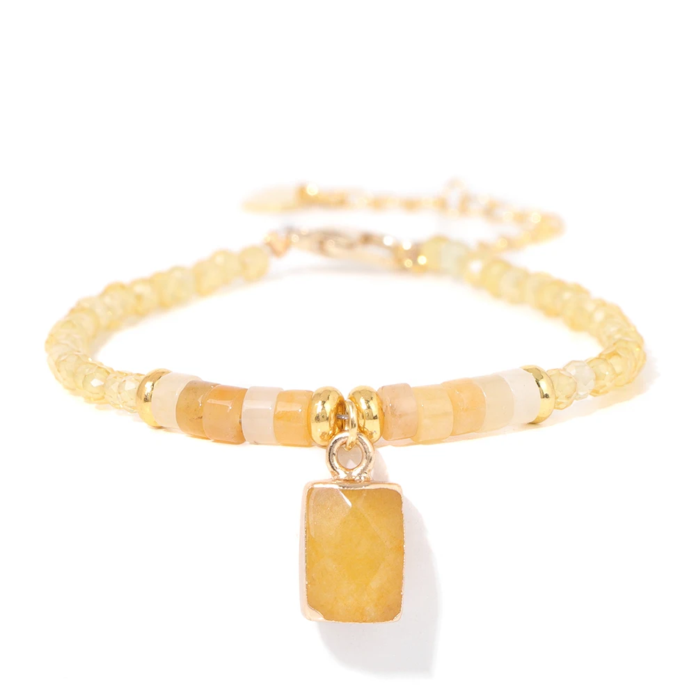 Natural Aventurine Stone Bracelet For Women Men Jades Rectangle Gems Charm Bracelet Fashion Chain Bangles Female Jewelry Gift