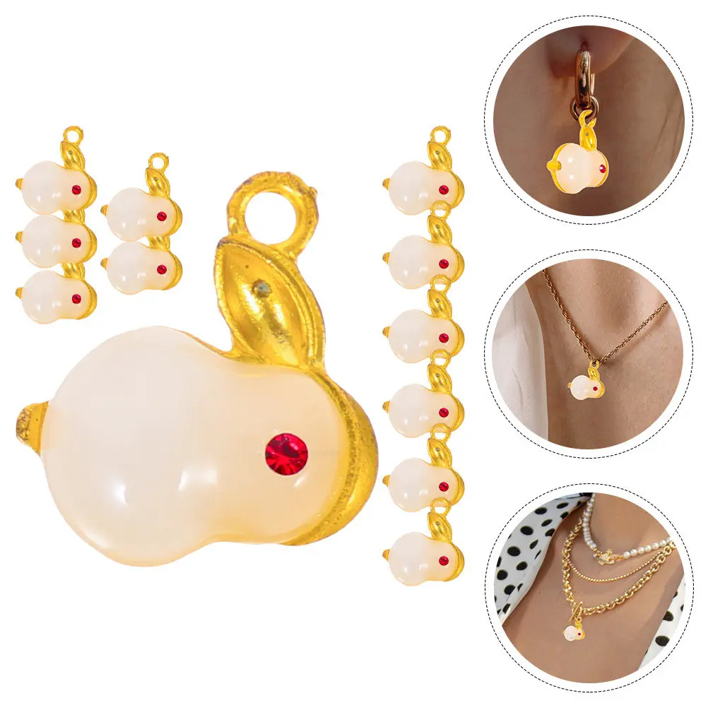 

Набор из 12 шармов-кроликов из хэтяньского камня премиум-класса для изготовления ювелирных изделий своими руками: подвесок, ожерелий, браслетов, серег, а также для рукоделия