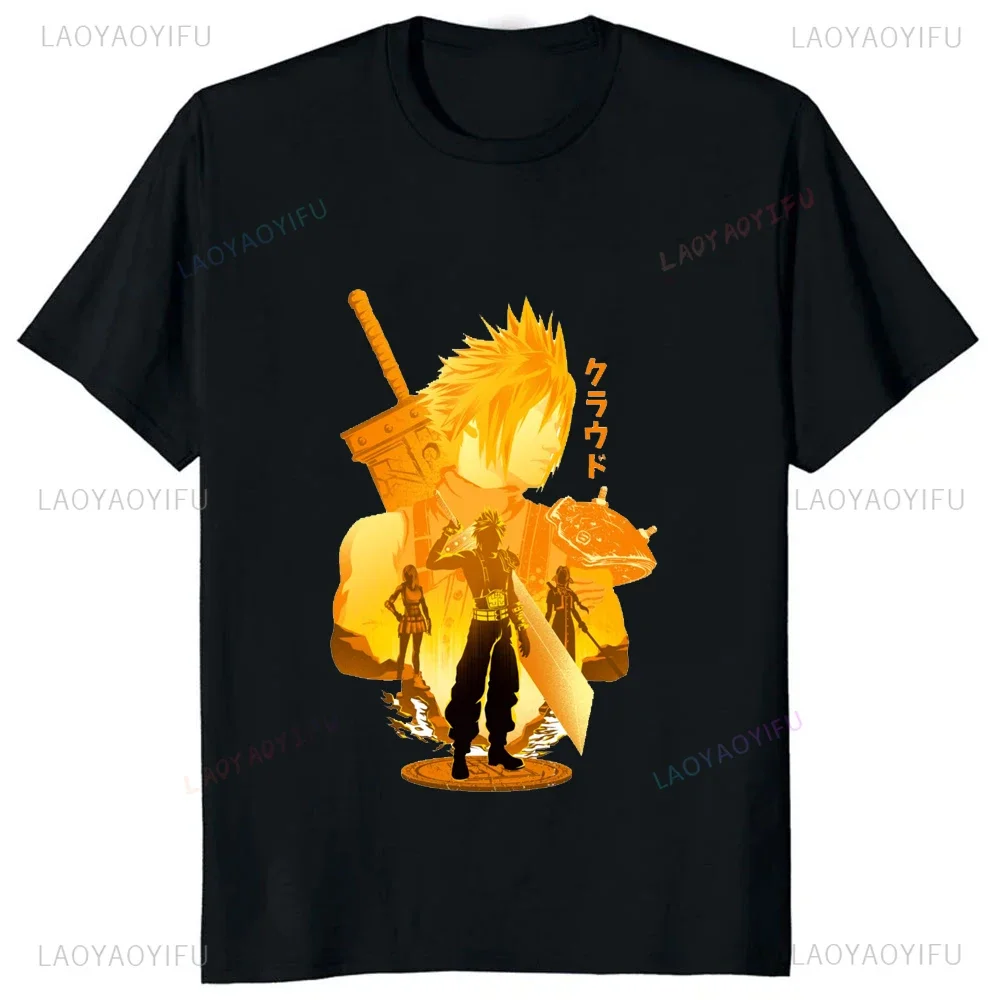 Final Fantasy Creative Printed Man Tshirt VII Remake Harajuku Anime Japan Game T-shirt Causal Streetwear Hipster Comfort Tees