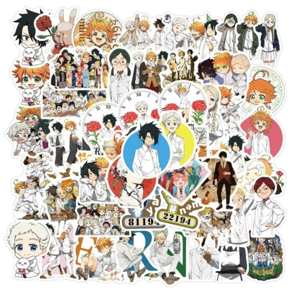 50PCS Japanese Anime Promised Neverland Cartoon Graffiti Personality Suitcase Skateboard Waterproof Sticker